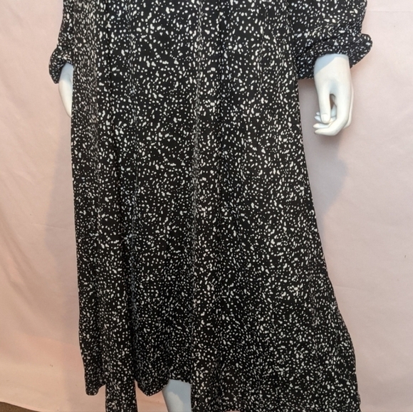Missguided Black Dalmatian Print V Neck Smock Dress size 0 - Picture 3 of 8